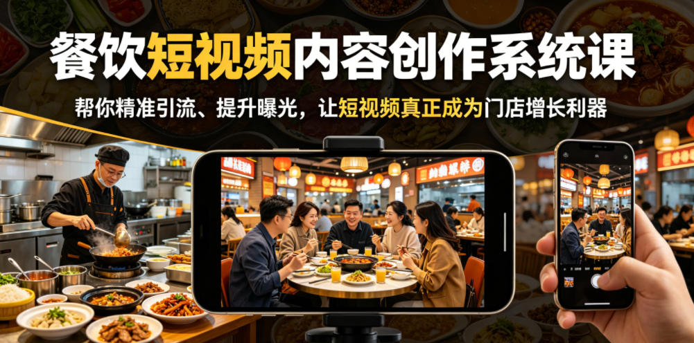 餐饮短视频内容创作系统课，帮你精准引流、提升曝光，让短视频真正成为门店增长利器-川川创富网