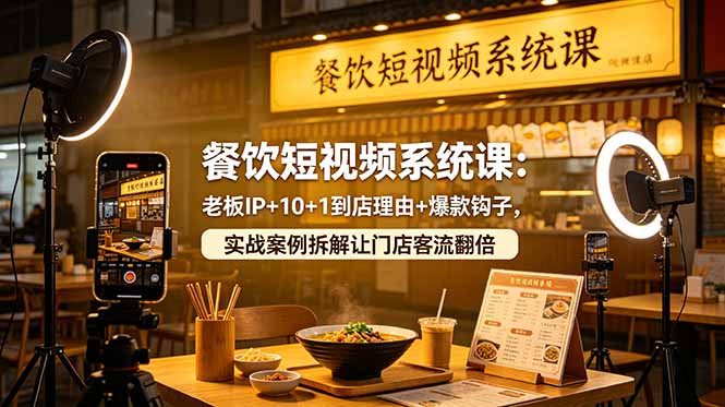 餐饮短视频系统课：老板IP+10+1到店理由+爆款钩子，实战案例拆解让门店客流翻倍-川川创富网
