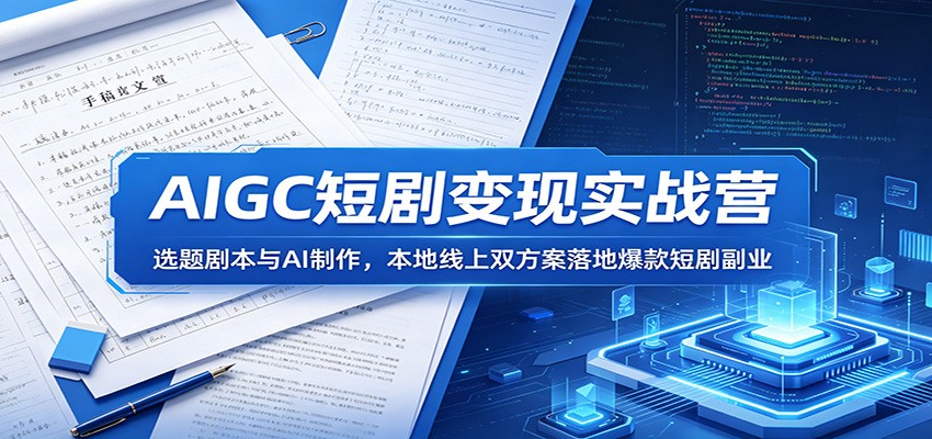 AIGC短剧变现实战营：选题剧本与AI制作，本地线上双方案落地爆款短剧副业-川川创富网