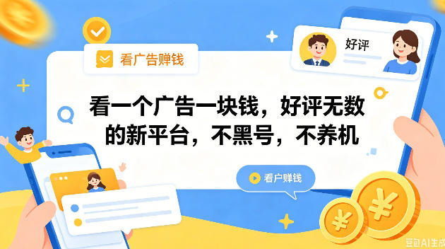 看一个广告一块钱，好评无数的新平台，不黑号，不养机，一撸几十块钱还是不错的【揭秘】-川川创富网