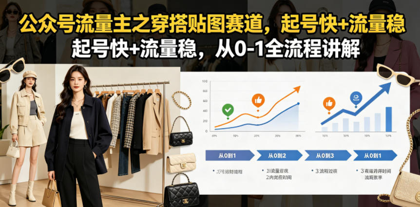 公众号流量主之穿搭贴图赛道，起号快+流量稳，从0-1全流程讲解-川川创富网