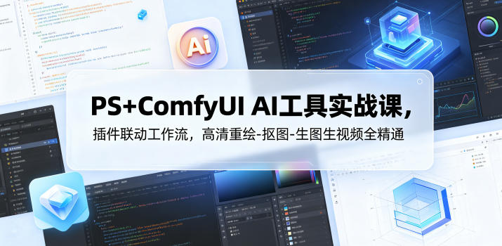 PS+ComfyUI AI工具实战课，插件联动工作流，高清重绘-抠图-生图生视频全精通-川川创富网