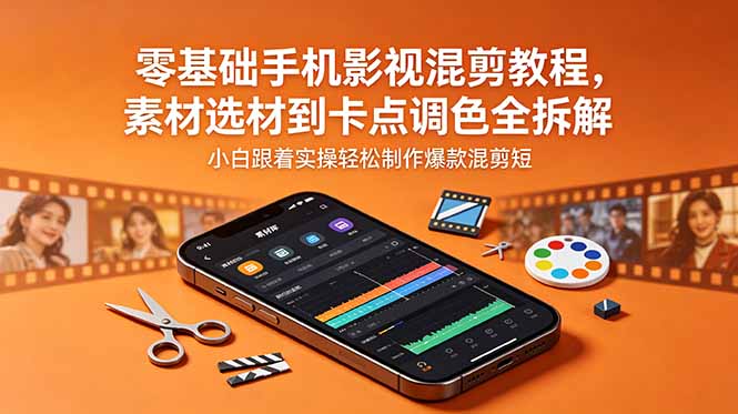 零基础手机影视混剪教程，素材选材到卡点调色全拆解，小白跟着实操轻松制作爆款混剪短片-川川创富网