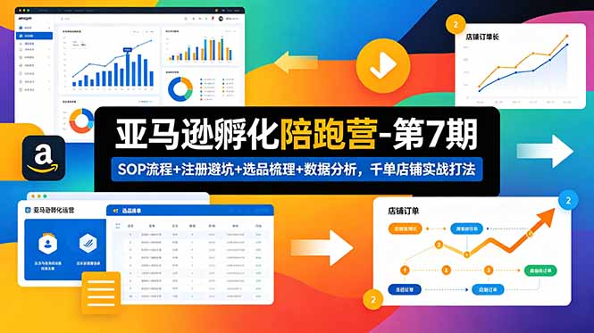 亚马逊孵化陪跑营-第7期：SOP流程+注册避坑+选品梳理+数据分析，千单店铺实战打法-川川创富网