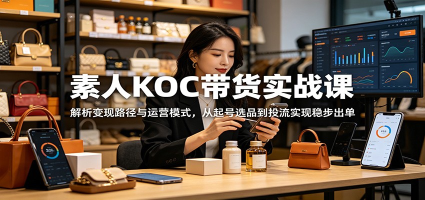 素人KOC带货实战课：解析变现路径与运营模式，从起号选品到投流实现稳步出单-川川创富网
