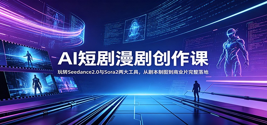AI短剧漫剧创作课：玩转Seedance2.0与 Sora2两大工具，从剧本制图到商业片完整落地-川川创富网