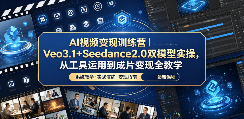 AI视频变现训练营｜Veo3.1+Seedance2.0双模型实操，从工具运用到成片变现全教学-川川创富网