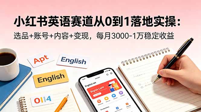 小红书英语赛道从0到1落地实操：选品+账号+内容+变现，每月3000-1万稳定收益-川川创富网