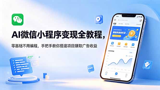 AI微信小程序变现全教程，零基础不用编程，手把手教你搭建项目赚取广告收益-川川创富网