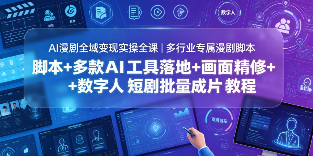 AI漫剧全域变现实操全课｜多行业专属漫剧脚本+多款AI工具落地+画面精修+数字人短剧批量成片全教程-川川创富网