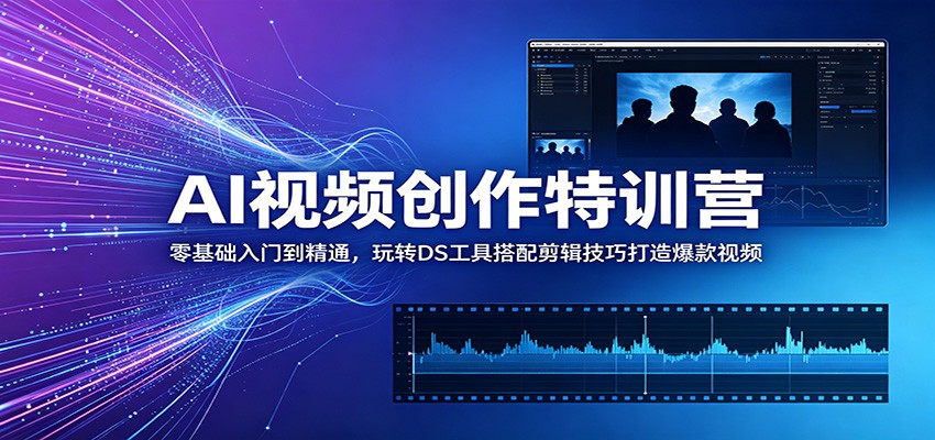 AI视频创作特训营：零基础入门到精通，玩转DS工具搭配剪辑技巧打造爆款视频-川川创富网