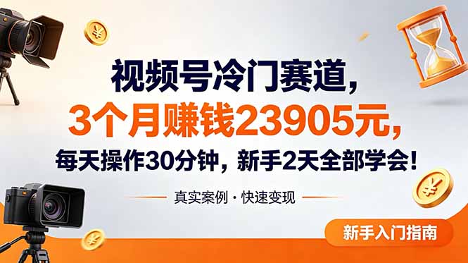 视频号冷门赛道，3个月变现23905元，新手2天学会 每天操作30分钟！-川川创富网