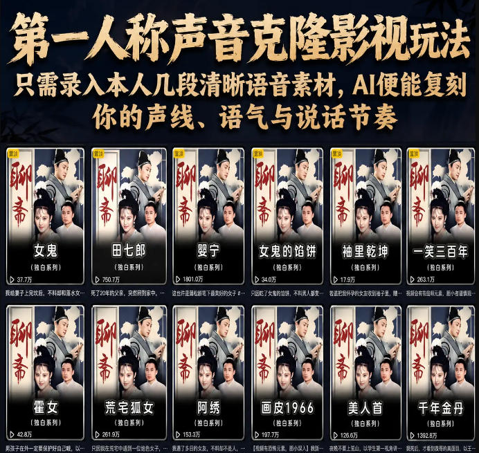 第一人称声音克隆影视玩法，只需录入本人几段清晰语音素材，AI便能复刻你的声线、语气与说话节奏-川川创富网