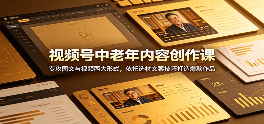 视频号中老年内容创作课：专攻图文与视频两大形式，依托选材文案技巧打造爆款作品-川川创富网