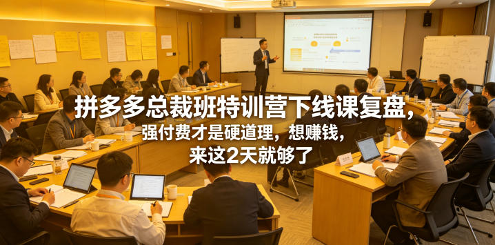 拼多多总裁班特训营下线课复盘，强付费才是硬道理，想賺钱，来这2天就够了-川川创富网
