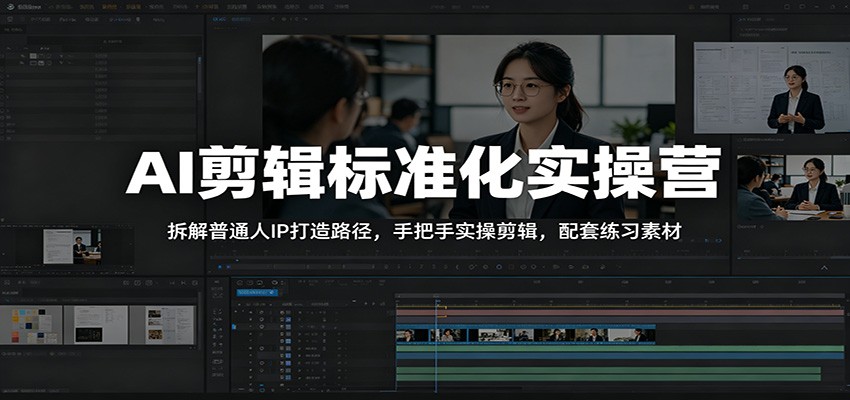 AI剪辑标准化实操营：拆解普通人IP打造路径，手把手实操剪辑，配套练习素材-川川创富网