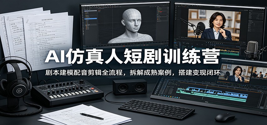 AI仿真人短剧训练营：剧本建模配音剪辑全流程，拆解成熟案例，搭建变现闭环-川川创富网