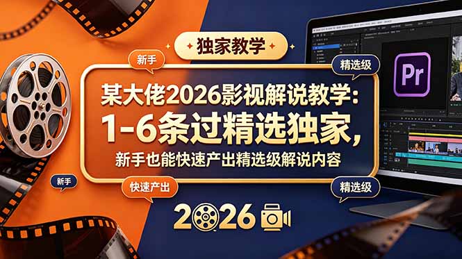 某大佬2026影视解说教学：1-6条过精选独家，新手也能快速产出精选级解说内容-川川创富网