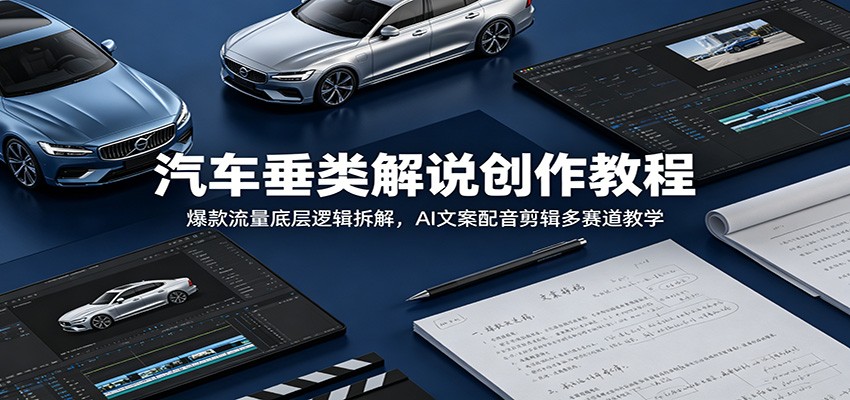 汽车垂类解说创作教程：爆款流量底层逻辑拆解，AI文案配音剪辑多赛道教学-川川创富网