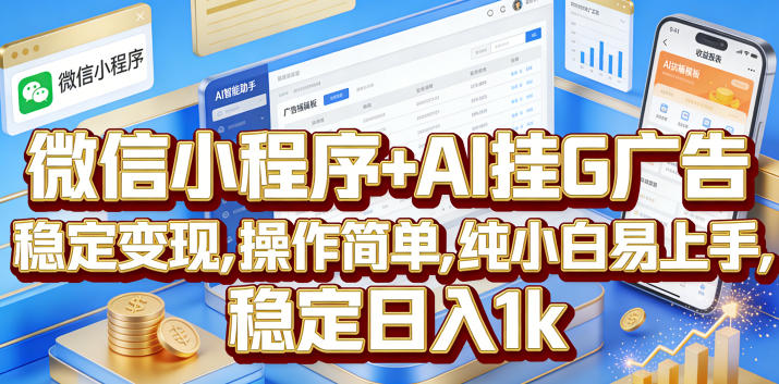 微信小程序+AI挂G广告，稳定变现，操作简单，纯小白易上手，稳定日入1k【揭秘】-川川创富网