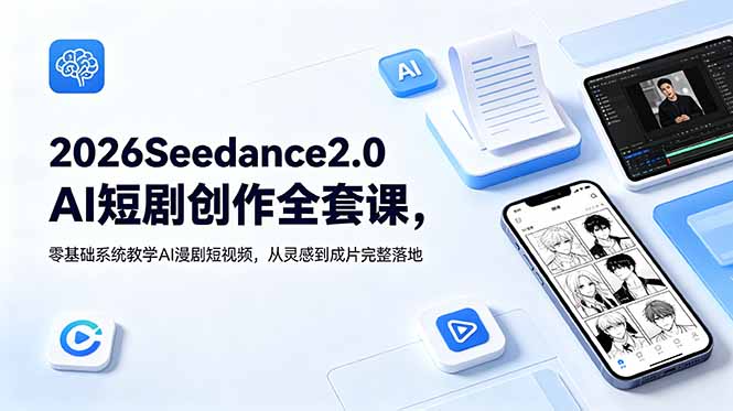 2026Seedance2.0AI短剧创作全套课，零基础系统教学AI漫剧短视频，从灵感到成片完整落地-川川创富网