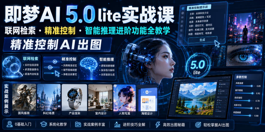 即梦AI 5.0 lite实战课，联网检索・精准控制・智能推理进阶功能全教学，精准控制AI出图-川川创富网