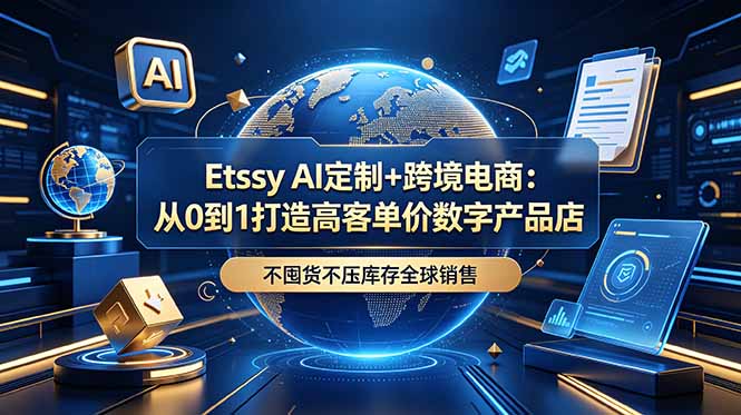 Etsy AI定制+跨境电商：从0到1打造高客单价数字产品店，不囤货不压库存全球销售-川川创富网