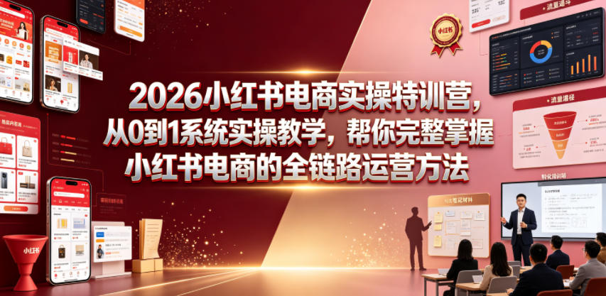 2026小红书电商实操特训营，从0到1系统实操教学，帮你完整掌握小红书电商的全链路运营方法-川川创富网