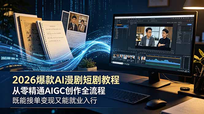 2026 爆款 AI 漫剧短剧教程 从零精通 AIGC 创作全流程 既能接单变现又能就业入行-川川创富网