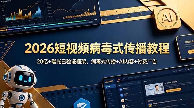 2026短视频病毒式传播教程：20亿+曝光已验证框架，病毒式传播+AI内容+付费广告-川川创富网