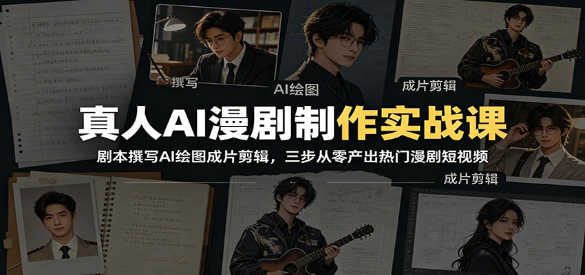 真人AI漫剧制作实战课：剧本撰写AI绘图成片剪辑，三步从零产出热门漫剧短视频-川川创富网