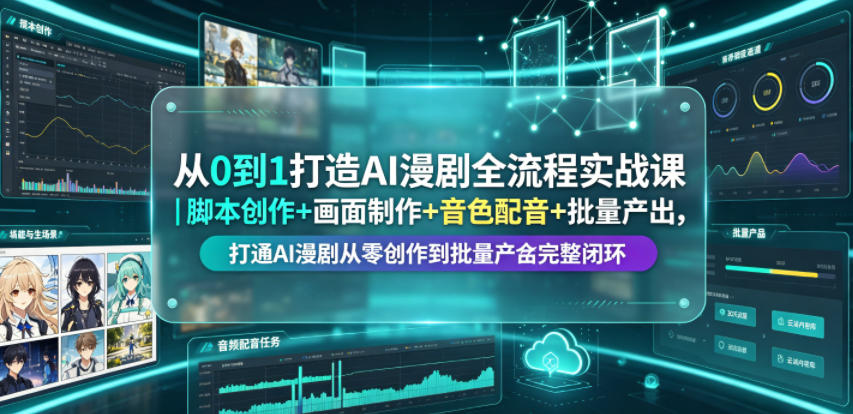 从0到1打造AI漫剧全流程实战课｜脚本创作+画面制作+音色配音+批量产出，打通AI漫剧从零创作到批量量产完整闭环-川川创富网