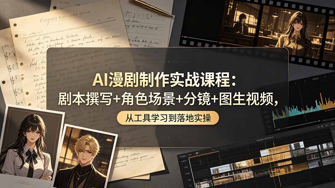 AI漫剧制作实战课程：剧本撰写+角色场景+分镜+图生视频，从工具学习到落地实操-川川创富网