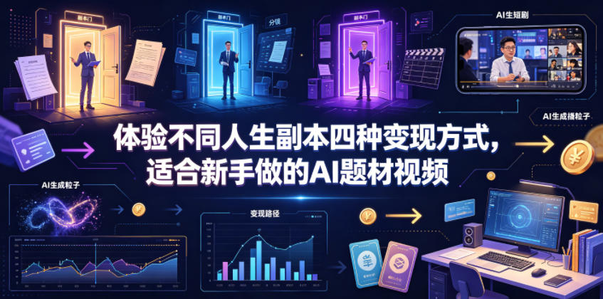 体验不同人生副本四种变现方式，适合新手做的AI题材视频-川川创富网