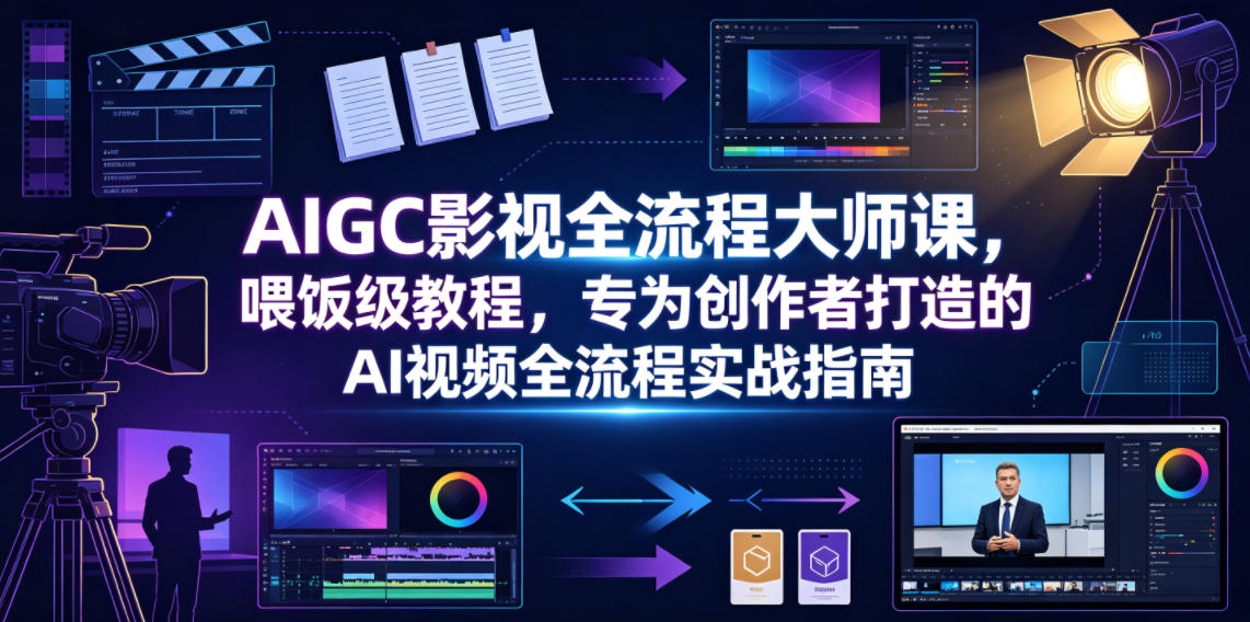AIGC影视全流程大师课，喂饭级教程，专为创作者打造的AI视频全流程实战指南-川川创富网