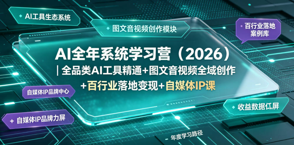 AI全年系统学习营(2026)｜全品类AI工具精通+图文音视频全域创作+百行业落地变现+自媒体IP打造年度进阶大课-川川创富网