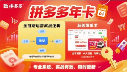 拼多多年卡，拼多多全链路运营底层逻辑，超级爆单术【更新26年6月】-川川创富网