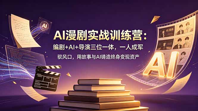 AI漫剧实战训练营：编剧+AI+导演三位一体，一人成军 驭风口，用故事与AI铸造终身变现资产-川川创富网