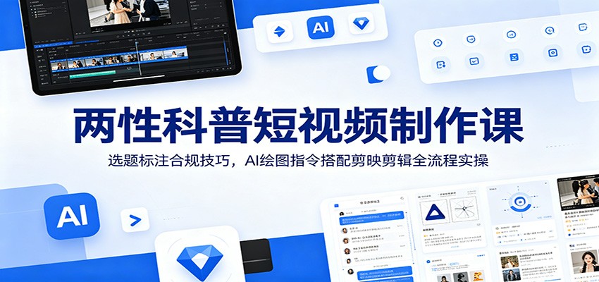 两性科普短视频制作课：选题标注合规技巧，AI绘图指令搭配剪映剪辑全流程实操-川川创富网