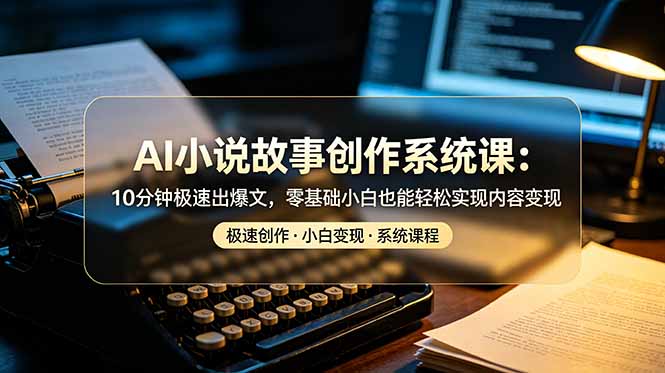AI小说故事创作系统课：10分钟极速出爆文，零基础小白也能轻松实现内容变现-川川创富网