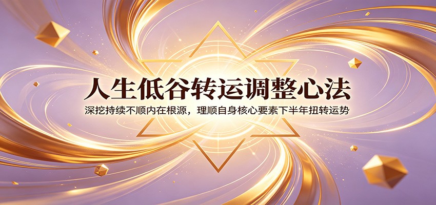 人生低谷转运调整心法：深挖持续不顺内在根源，理顺自身核心要素下半年扭转运势-川川创富网