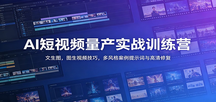 AI短视频量产实战训练营：文生图，图生视频技巧，多风格案例提示词与高清修复-川川创富网