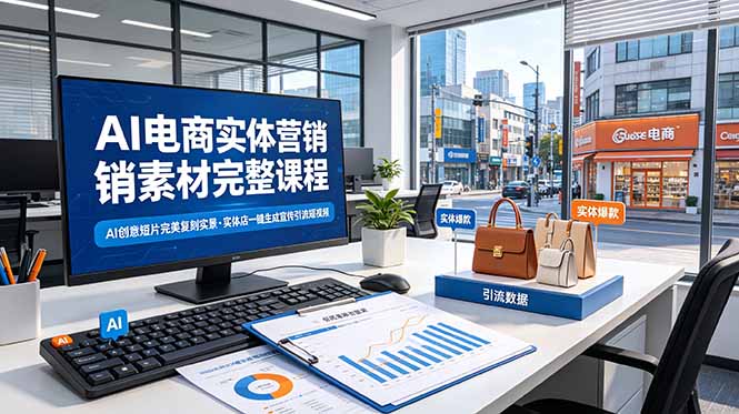 AI电商实体营销素材完整课程，AI创意短片完美复刻实景，实体店一键生成宣传引流短视频-川川创富网
