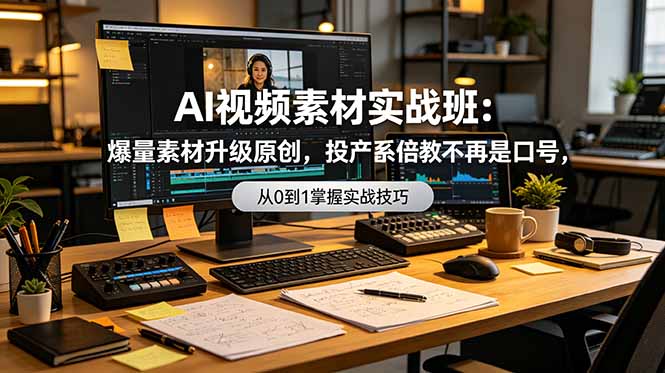 AI视频素材实战班：爆量素材升级原创，投产翻倍不再是口号，0-1系统教学实战落地-川川创富网