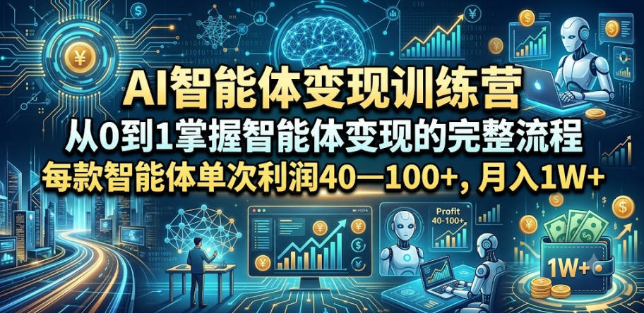 AI智能体变现训练营，从0到1掌握智能体变现的完整流程，每款智能体单次利润40—100+，月入1W+-川川创富网