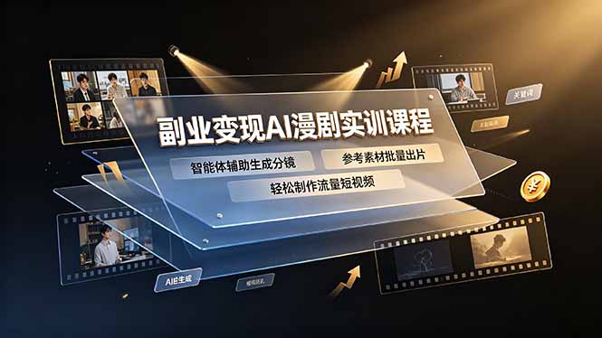 副业变现AI漫剧实训课程，智能体辅助生成分镜，参考素材批量出片，轻松制作流量短视频-川川创富网