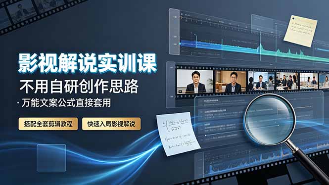 影视解说实训课：不用自研创作思路，万能文案公式直接套用，搭配全套剪辑教程，快速入局影视解说-川川创富网