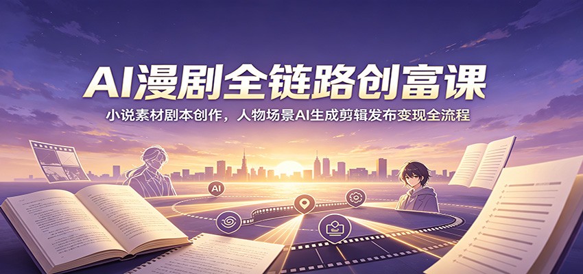 AI漫剧全链路创富课：小说素材剧本创作，人物场景AI生成剪辑发布变现全流程-川川创富网