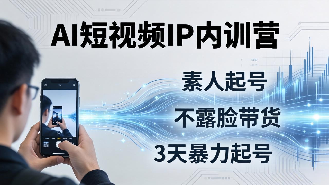 2026AI短视频IP内训营-更新：从素人起号到不露脸带货，3天暴力起号全流程拆解-川川创富网