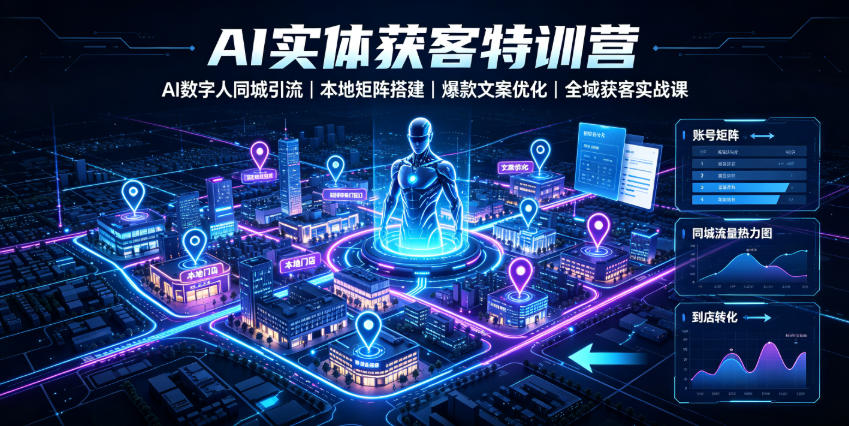 AI实体获客特训营｜AI数字人同城引流、本地矩阵搭建、爆款文案优化全域获客实战课-川川创富网